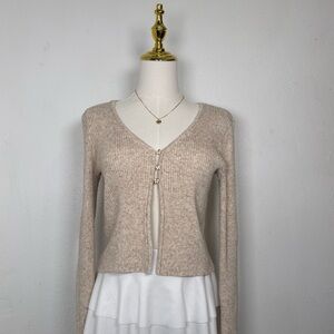 willow & wind open cardigan dainty coquette softgirl flower buttons cream crop